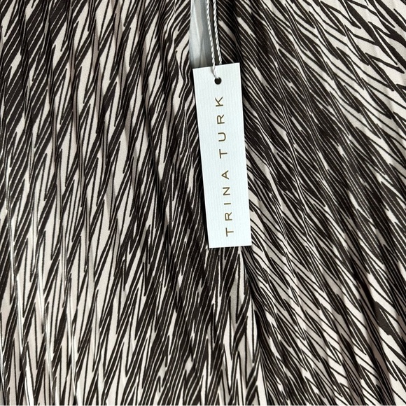 Trina Turk Bancroft Pleated Midi Length Skirt Size 4 Tan Brown - Picture 9 of 11